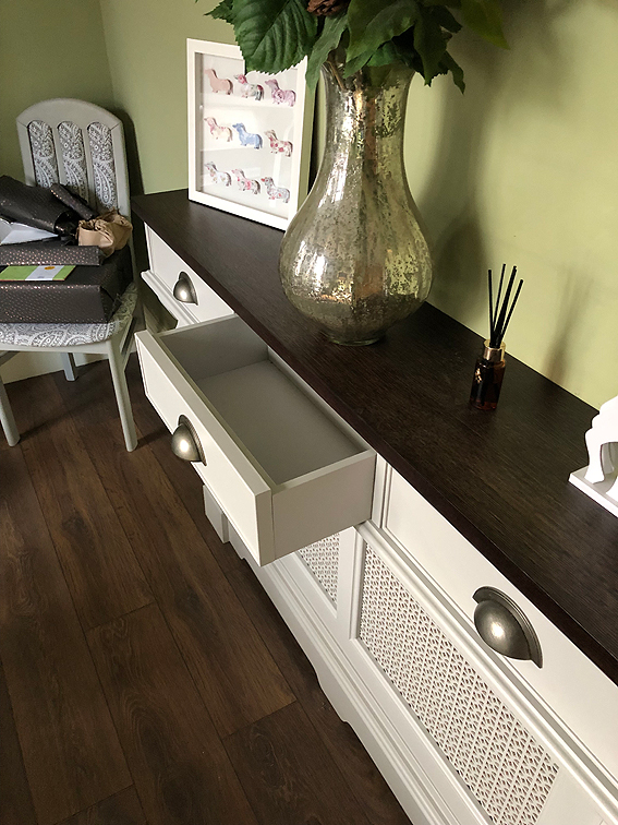 radiator cover with drawers above